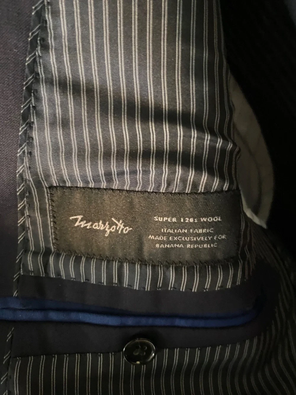 Banana Republic Men’s Navy Slim‑Fit Suit – Super 120’s Italian Wool, 40R / 34×34
